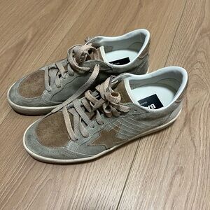Golden Goose Tan and Brown Sneakers Suede Upper Lace-Up